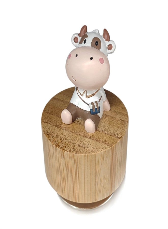 falado Mini Wooden Animal Rotary Music Box with Cute Cattle Ornament (Tune: You are My Sunshine), Beige - Image 1